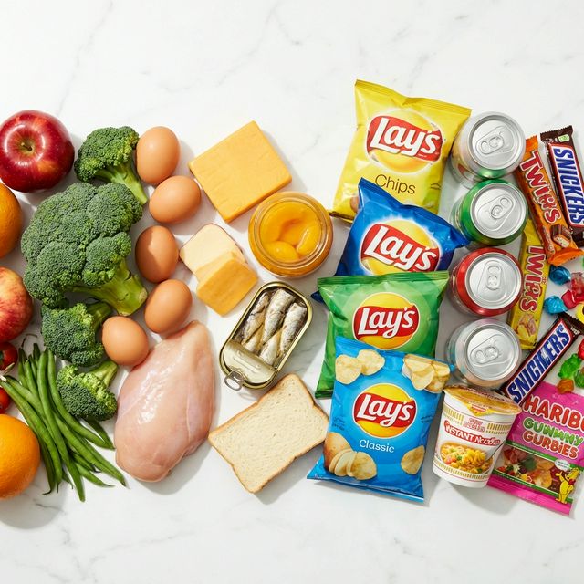 Grocery store aisle filled with packaged food products